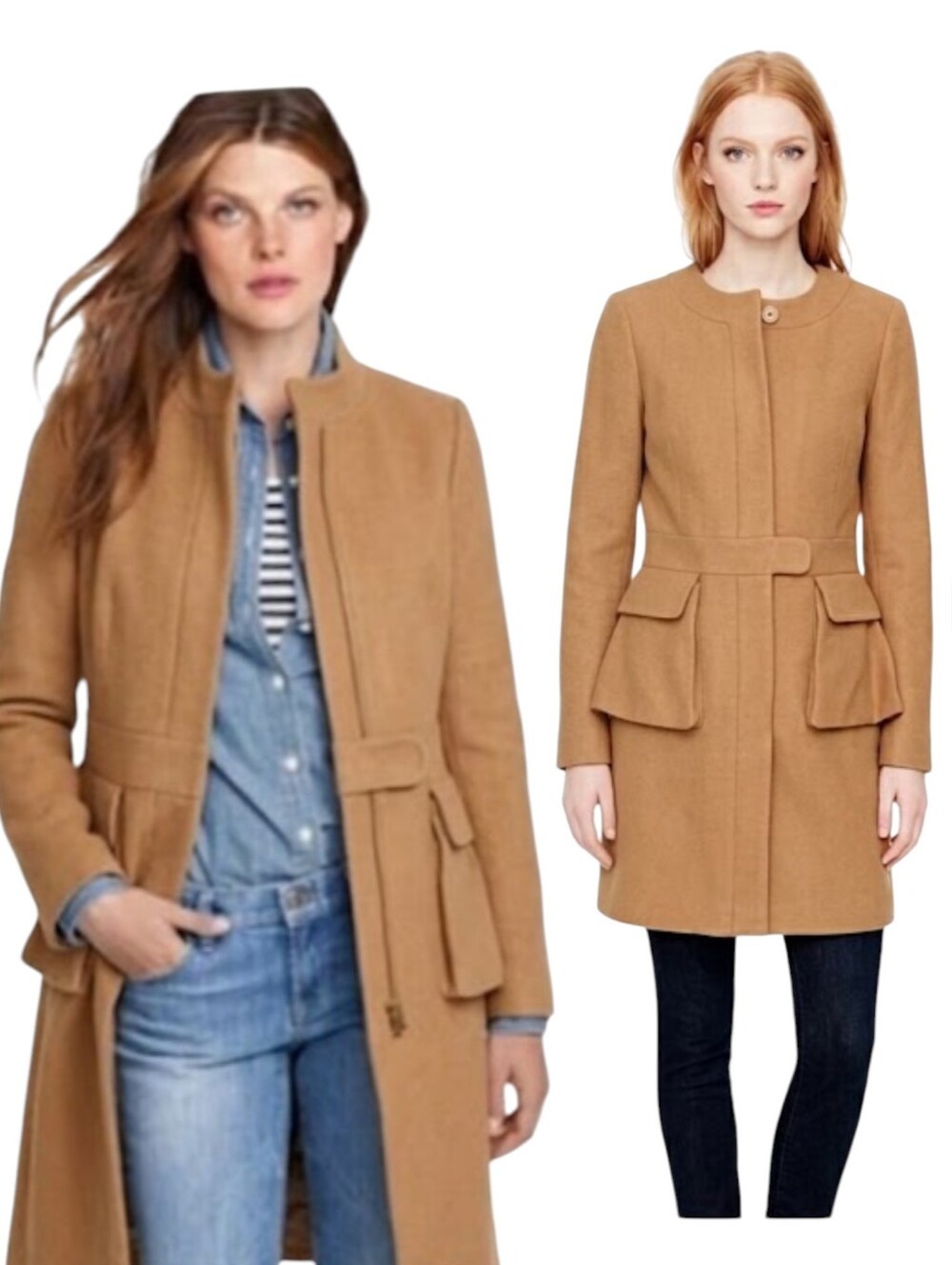 J. Crew  Camel Peplum Cashmere Wool Coat  Jacket Size 10 Large Nello Gori Mill